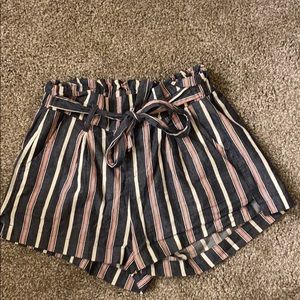 Striped paper bag shorts